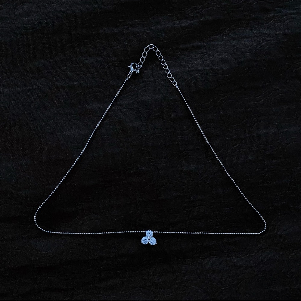 Silver-Tone Rhinestone Trio Pendant Sparkle Necklace - Picture 2 of 4